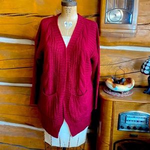 Red cardigan sweater Women's XL Beautiful, cranberry red cardigan, extra large